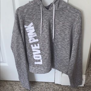 PINK grey cropped sweatshirt
